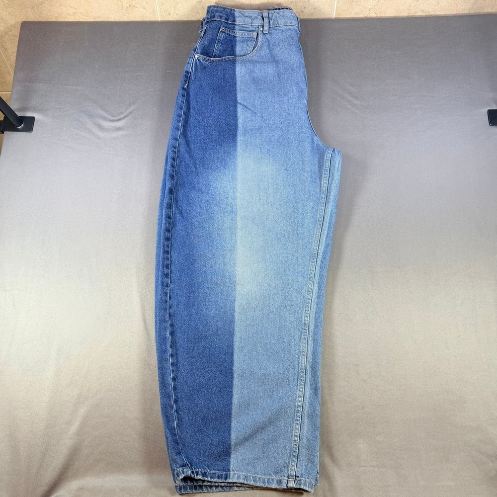 ASOS DESIGN Panelled Wide Leg Jeans Womens 14 Blue Two Tone Streetwear Casual - Picture 7 of 8